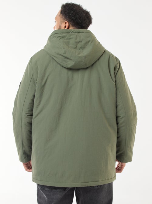 Parka com capuz e bolsos de patch com dupla entrada forrados a polar - Kiabi
