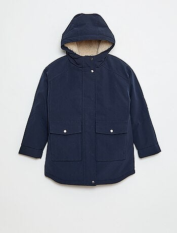 Parka com capuz e forro efeito pele de ovelha