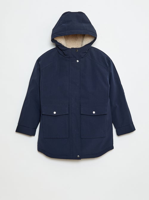 Parka com capuz e forro efeito pele de ovelha - Kiabi