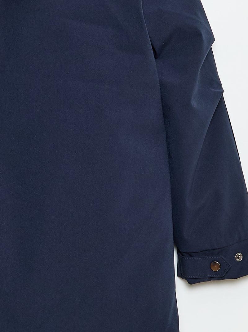 Parka com capuz e forro efeito pele de ovelha Azul - Kiabi