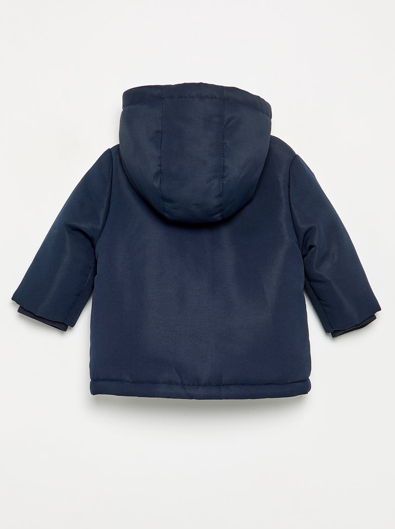 Parka com capuz e interior de pelo sintético Azul - Kiabi