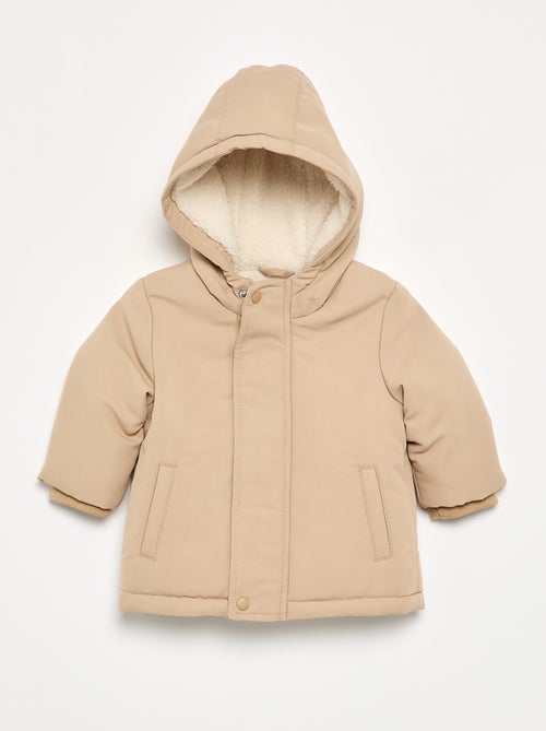 Parka com capuz e interior de pelo sintético - Kiabi
