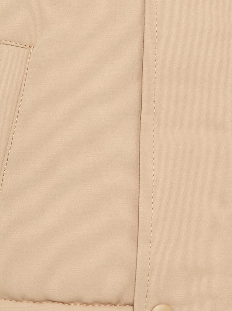 Parka com capuz e interior de pelo sintético Bege - Kiabi