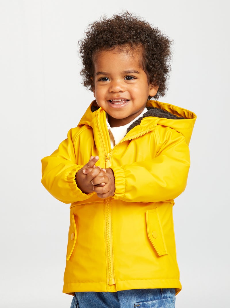 Parka com capuz efeito lã de carneiro AMARELO - Kiabi