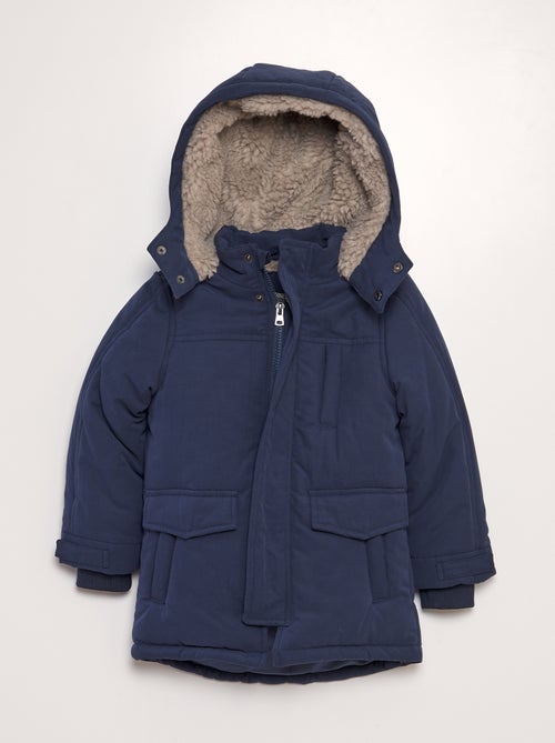 Parka com capuz efeito lã de carneiro - Kiabi