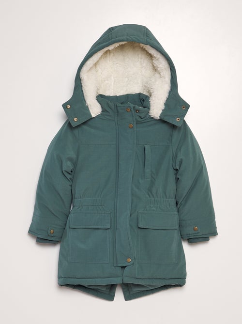 Parka com capuz em sherpa - Kiabi