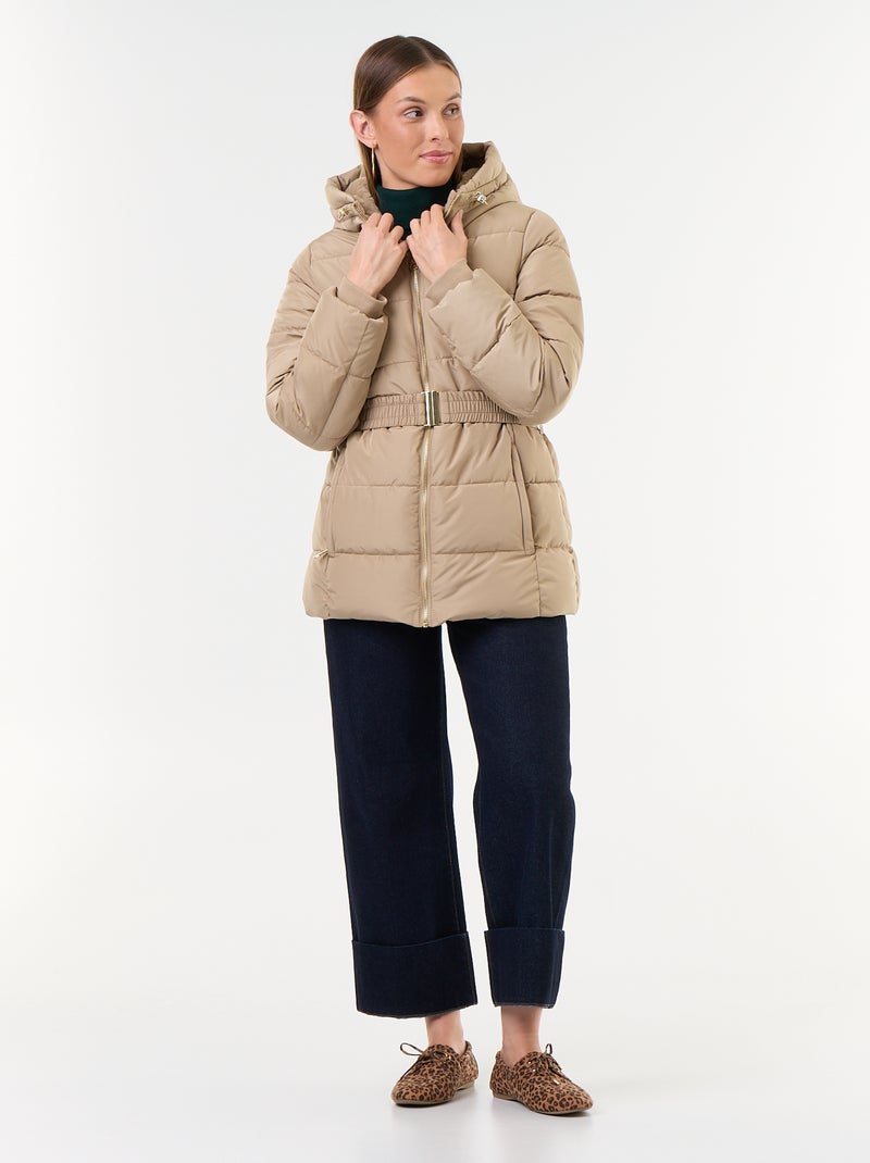 Parka com capuz forrada a pelo sintético Bege - Kiabi