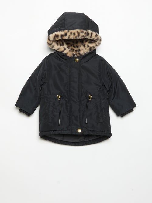 Parka com capuz forrada em pelo sintético - Kiabi