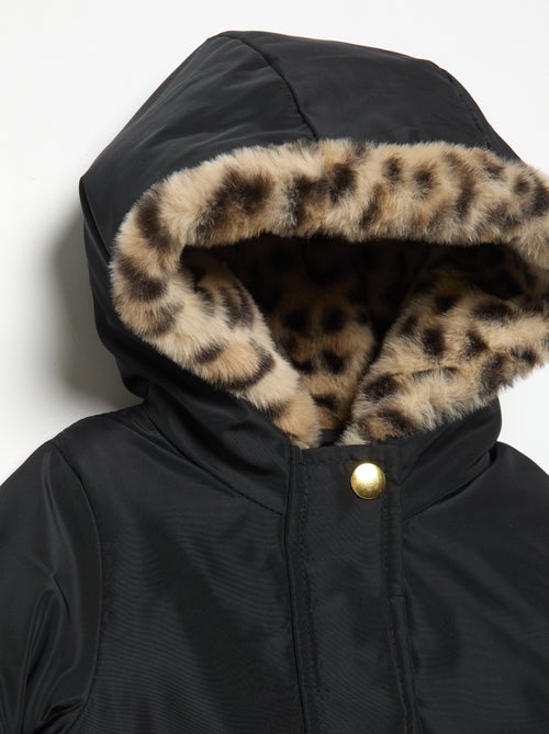 Parka com capuz forrada em pelo sintético - Kiabi