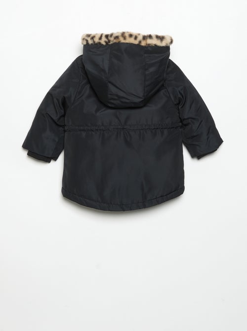 Parka com capuz forrada em pelo sintético - Kiabi