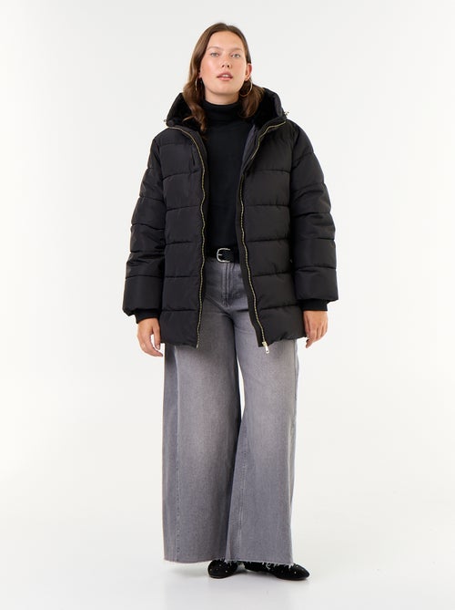 Parka com capuz forrada em pelo sintético - Kiabi