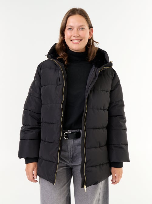 Parka com capuz forrada em pelo sintético - Kiabi