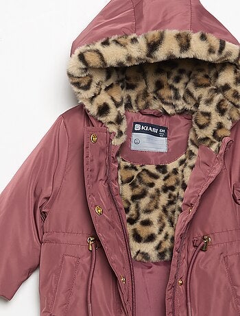 Parka com capuz forrada em pelo sintético