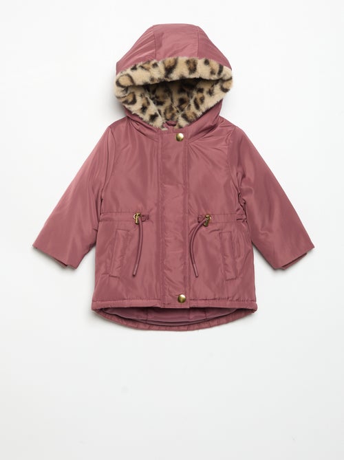 Parka com capuz forrada em pelo sintético - Kiabi
