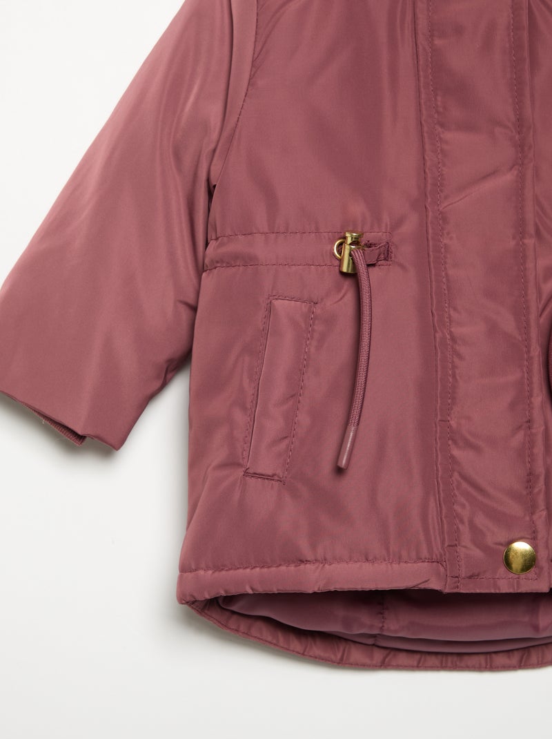 Parka com capuz forrada em pelo sintético Rosa - Kiabi
