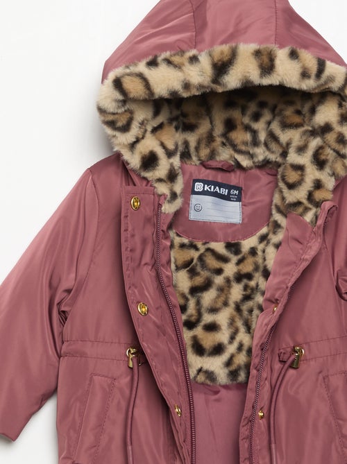 Parka com capuz forrada em pelo sintético - Kiabi