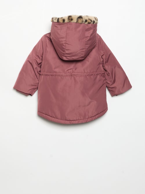 Parka com capuz forrada em pelo sintético - Kiabi