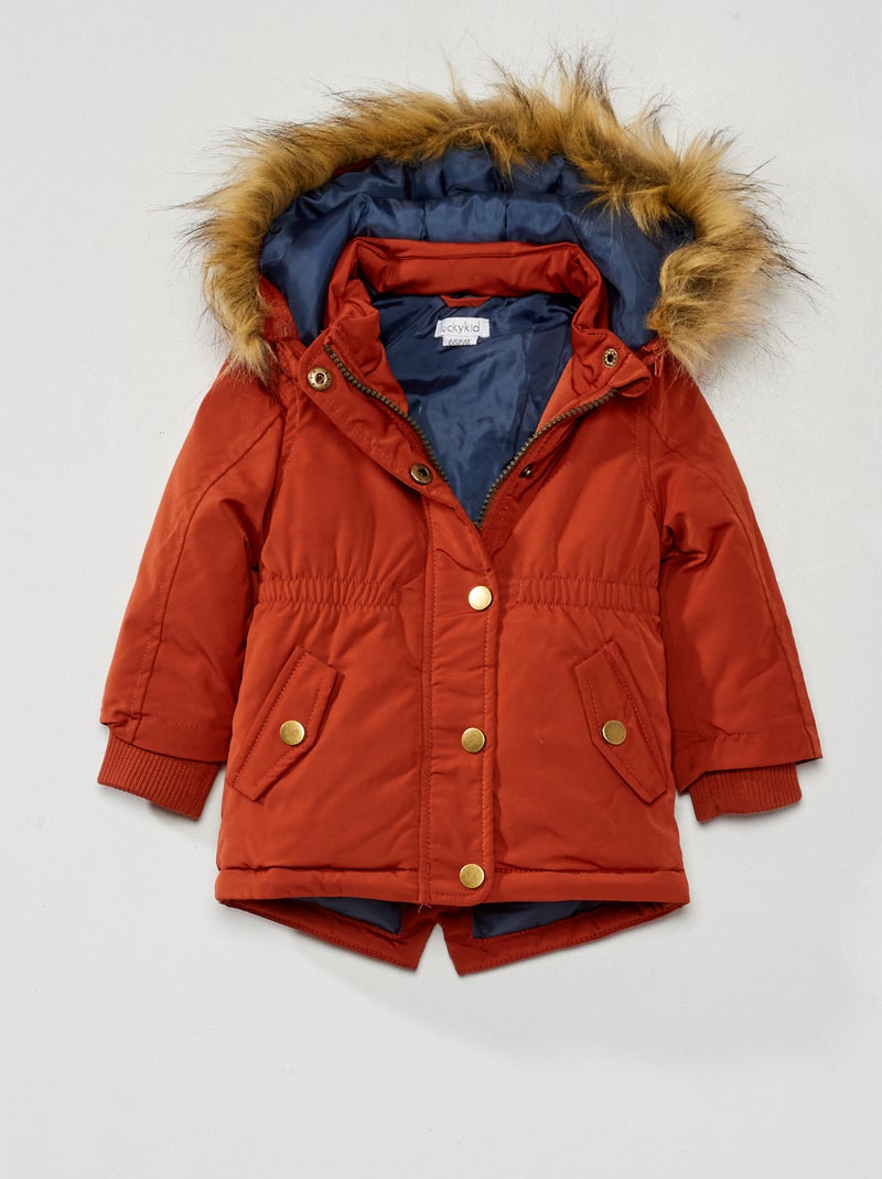 Parka com capuz forrada LARANJA - Kiabi