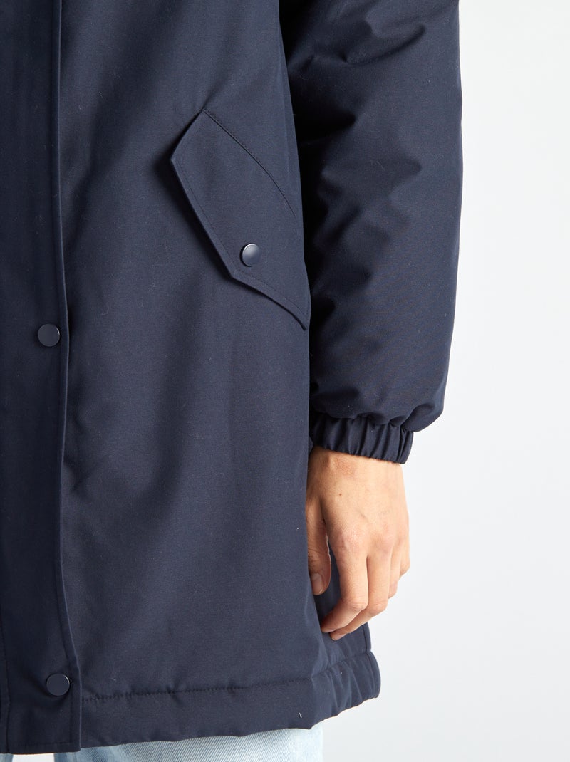 Parka com capuz forrado a efeito lã de carneiro AZUL - Kiabi