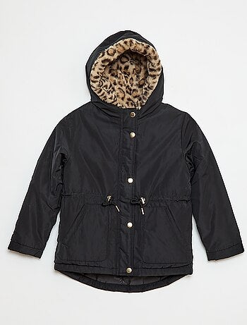 Parka com capuz forrado em pelo sintético