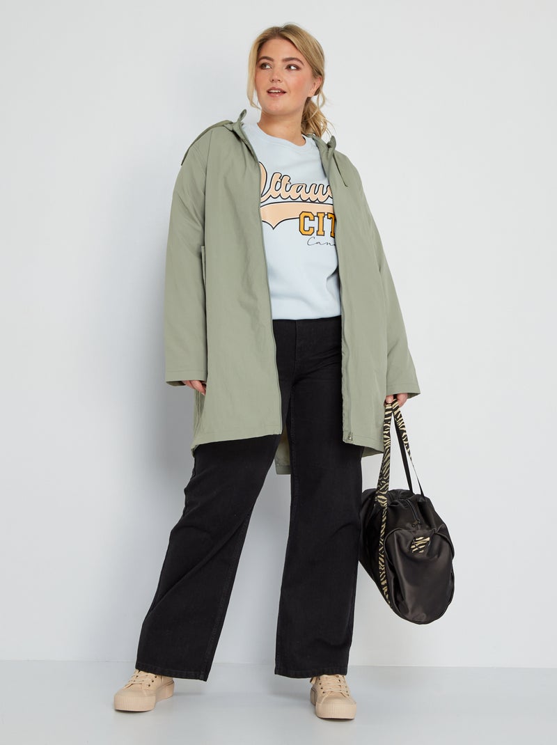 Parka com capuz impermeável Cinza - Kiabi