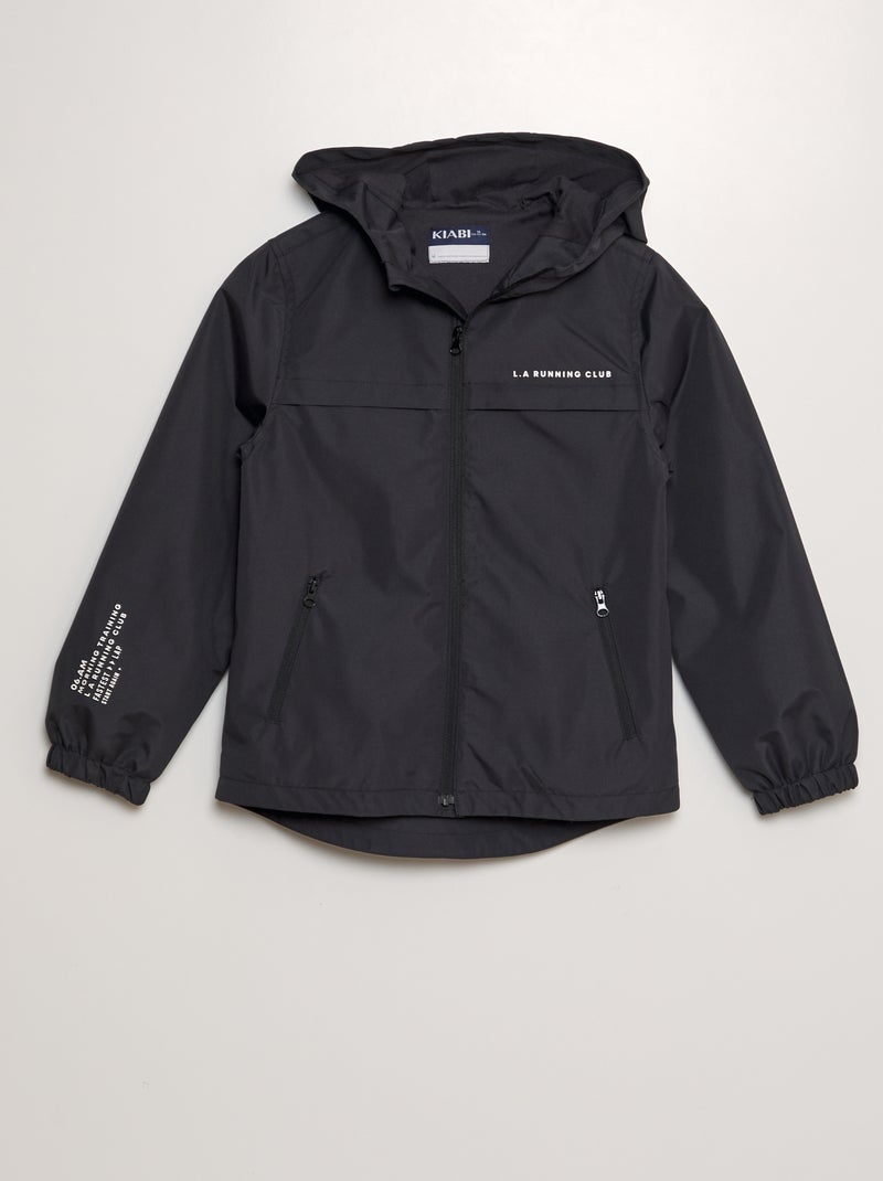 Parka com capuz impermeável PRETO - Kiabi