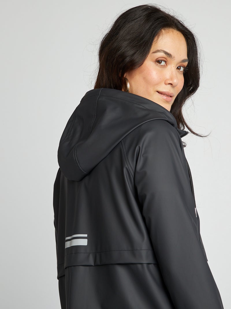 Parka com capuz impermeável PRETO - Kiabi