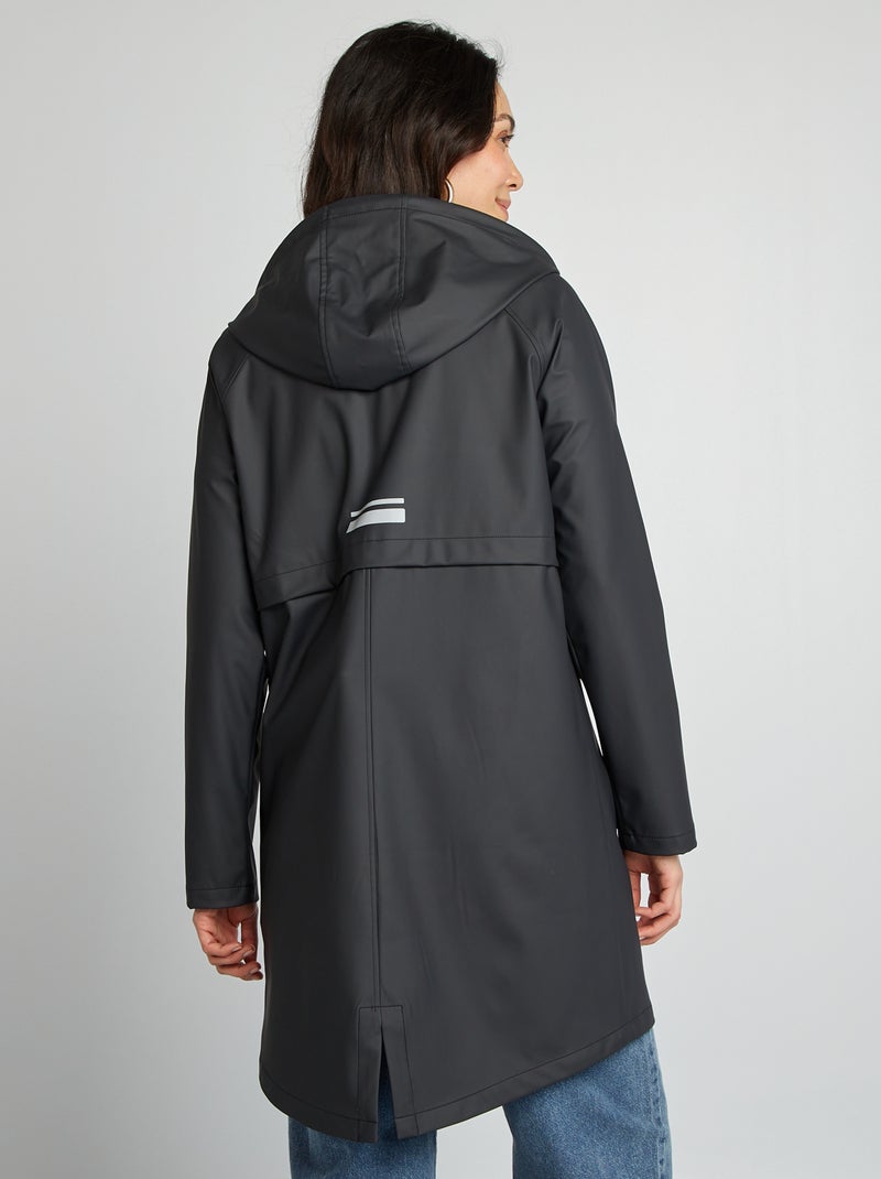 Parka com capuz impermeável PRETO - Kiabi
