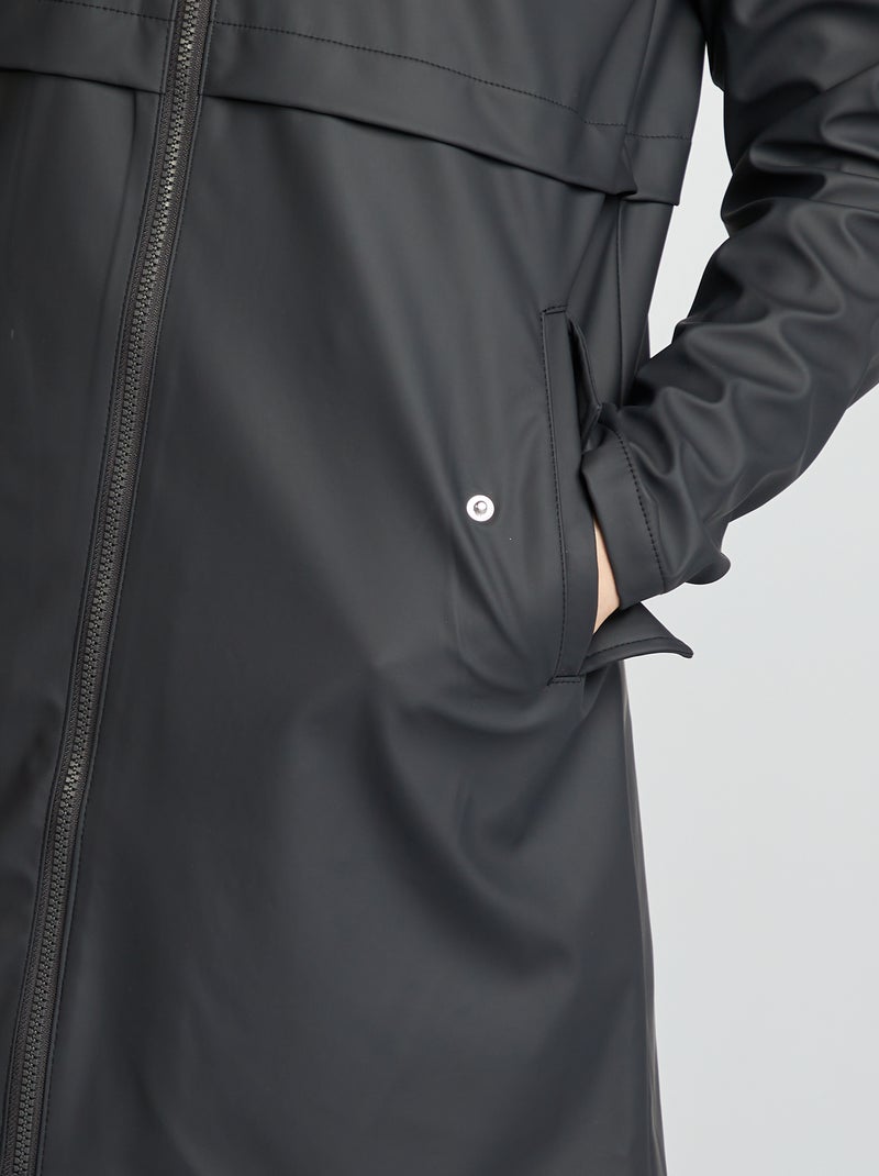 Parka com capuz impermeável PRETO - Kiabi