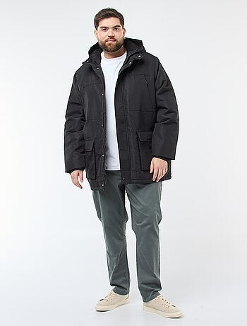 Parka com capuz lisa repelente à água