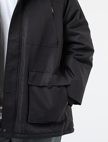 Parka com capuz lisa repelente à água