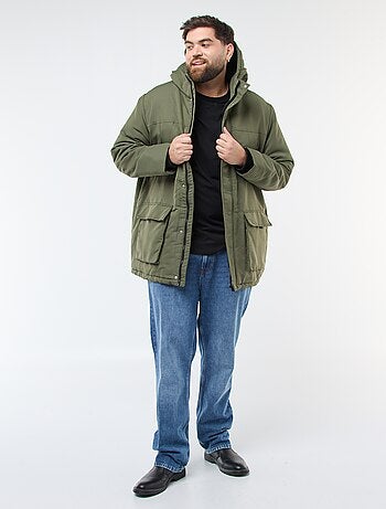 Parka com capuz lisa repelente à água