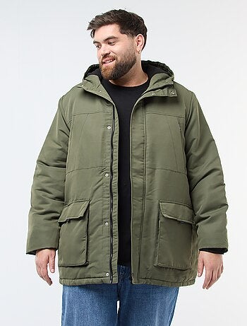 Parka com capuz lisa repelente à água