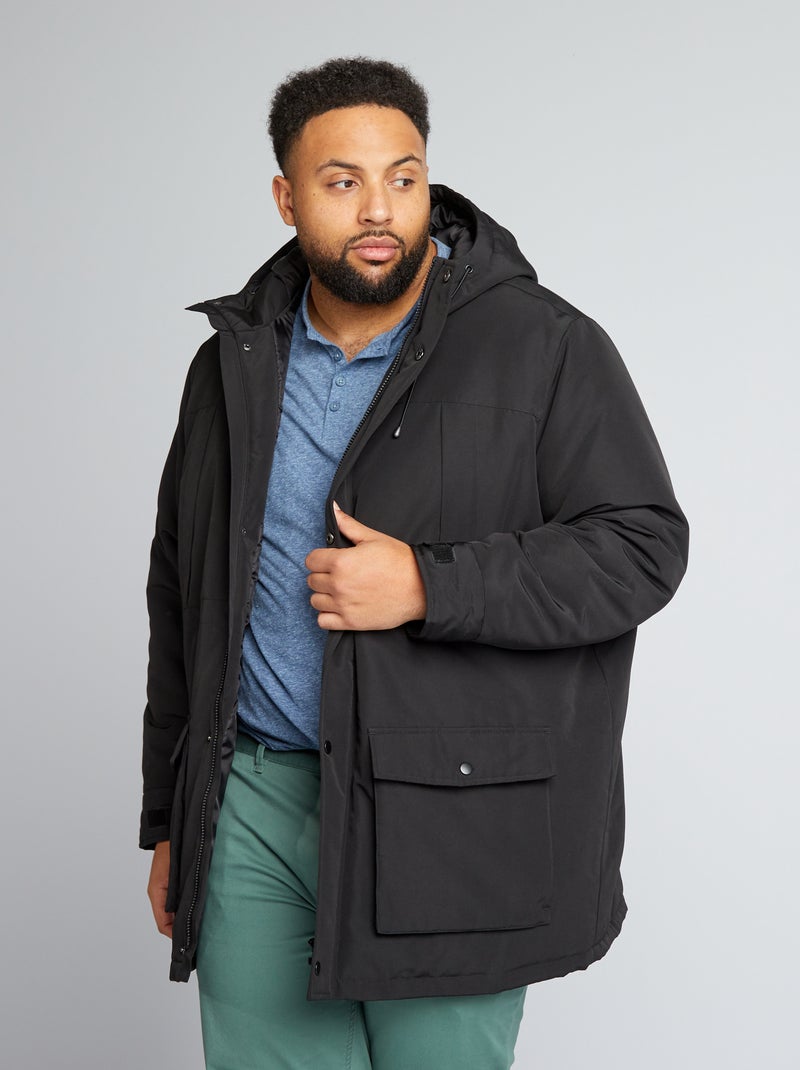 Parka com capuz Preto - Kiabi