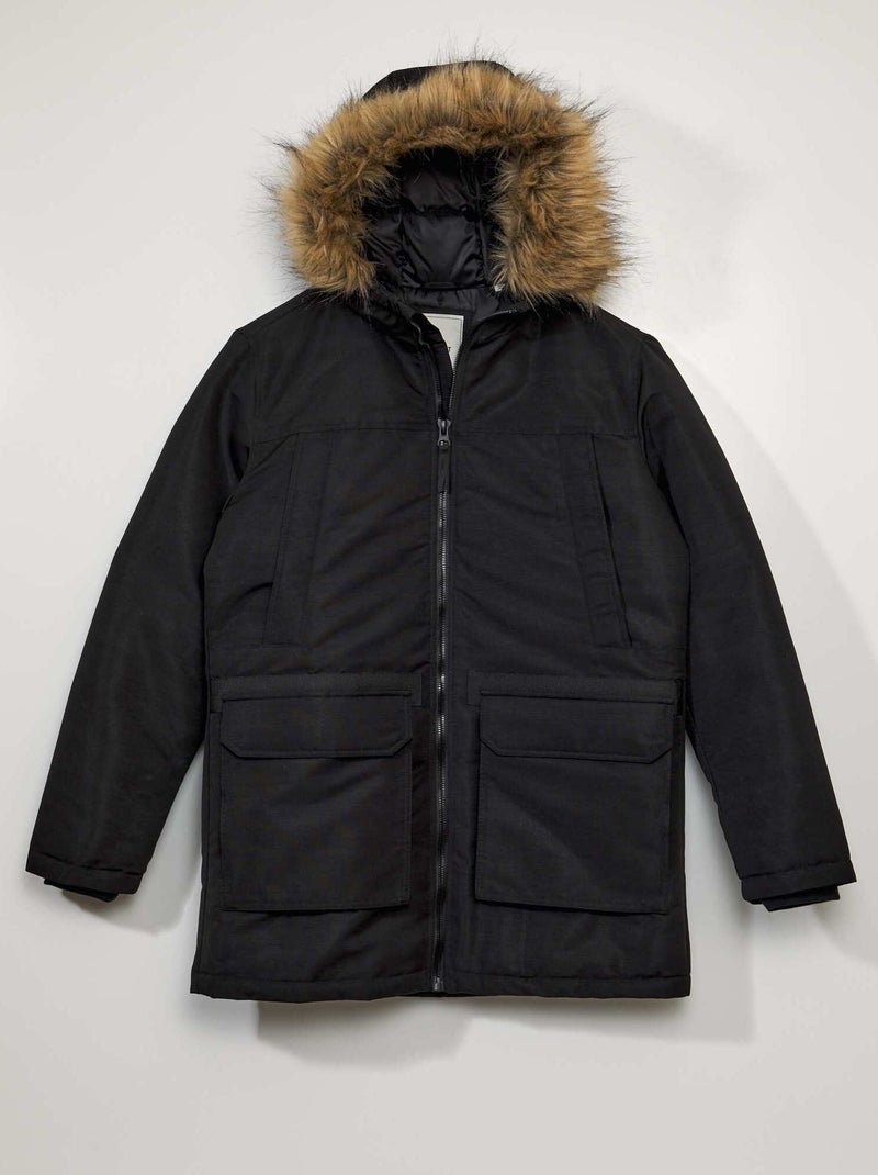 Parka com capuz Preto - Kiabi