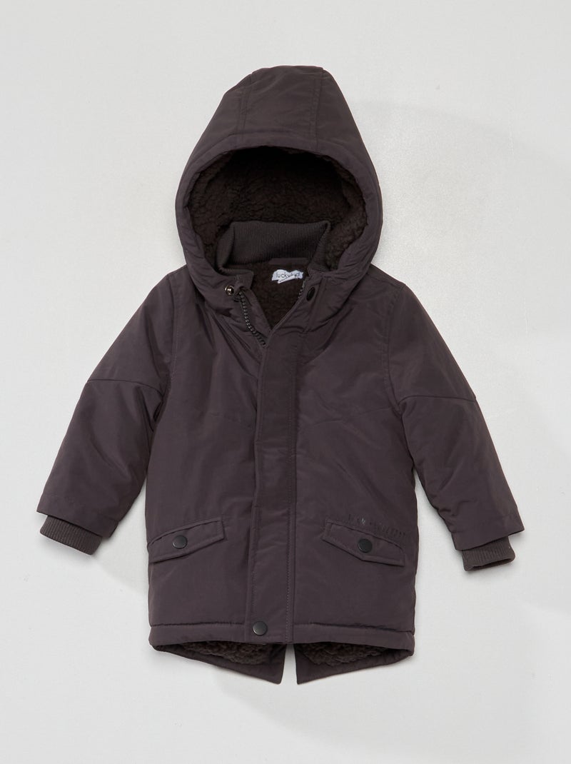 Parka com capuz PRETO - Kiabi