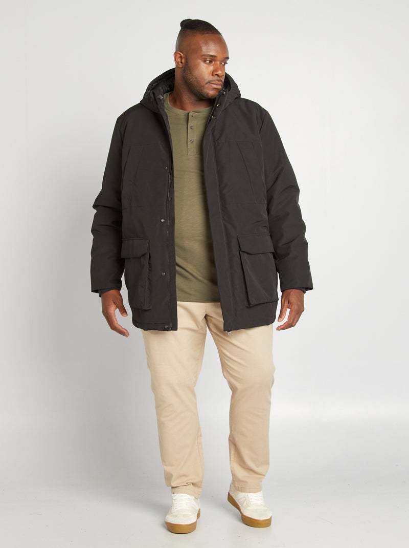 Parka com capuz Preto - Kiabi
