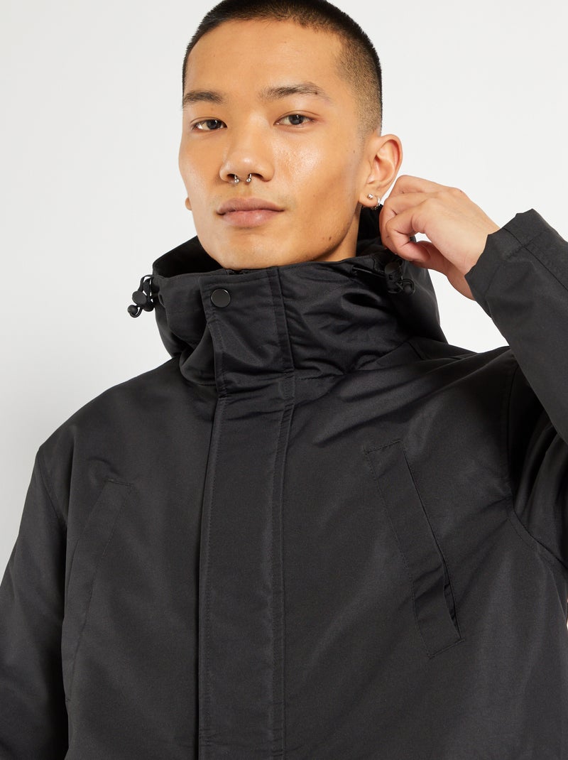 Parka com capuz Preto - Kiabi