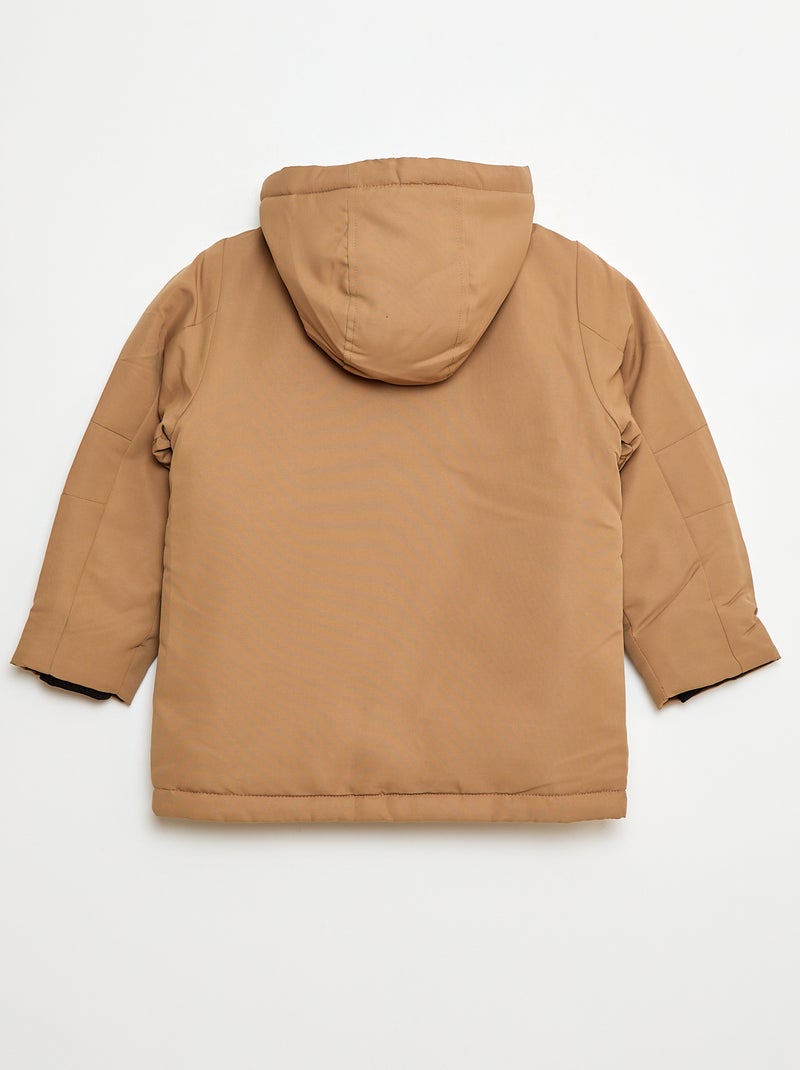 Parka com capuz repelente à água Bege - Kiabi