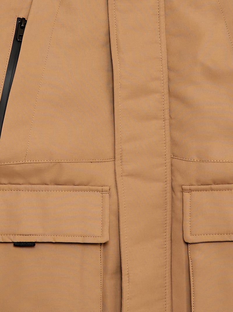 Parka com capuz repelente à água Bege - Kiabi