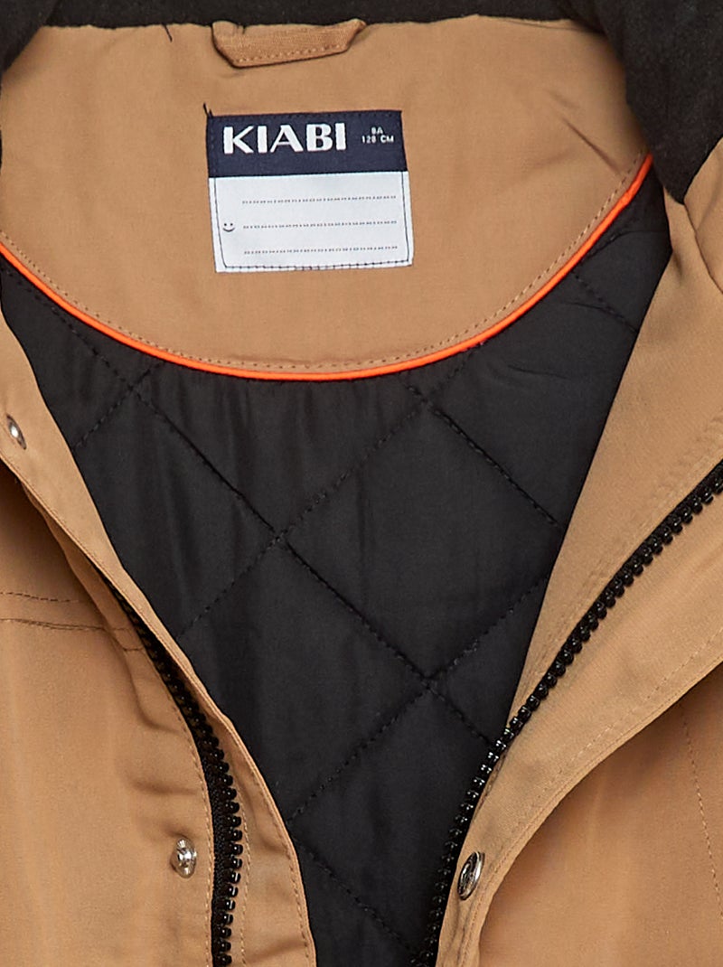 Parka com capuz repelente à água Bege - Kiabi