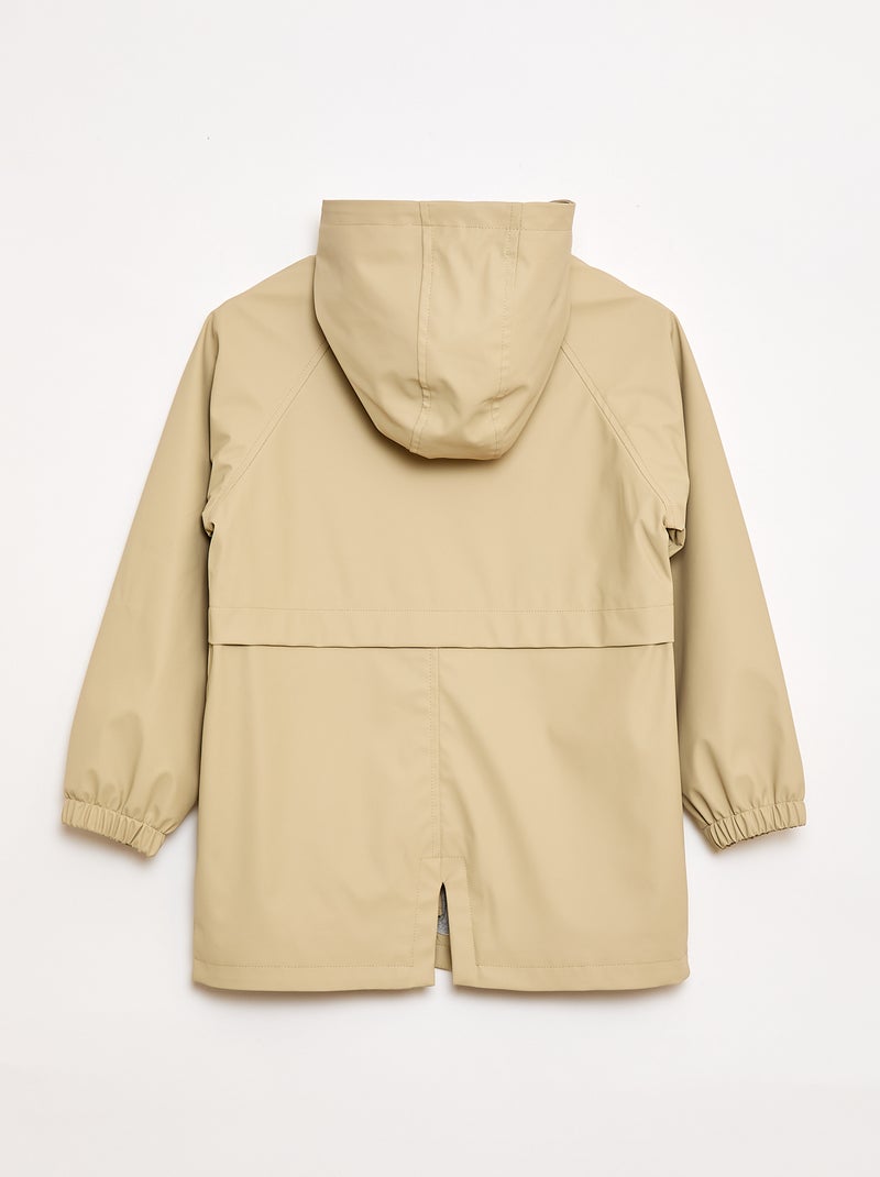 Parka com capuz repelente à água Bege - Kiabi