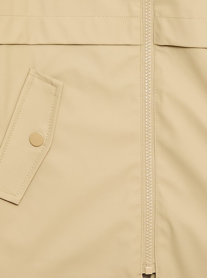 Parka com capuz repelente à água Bege - Kiabi