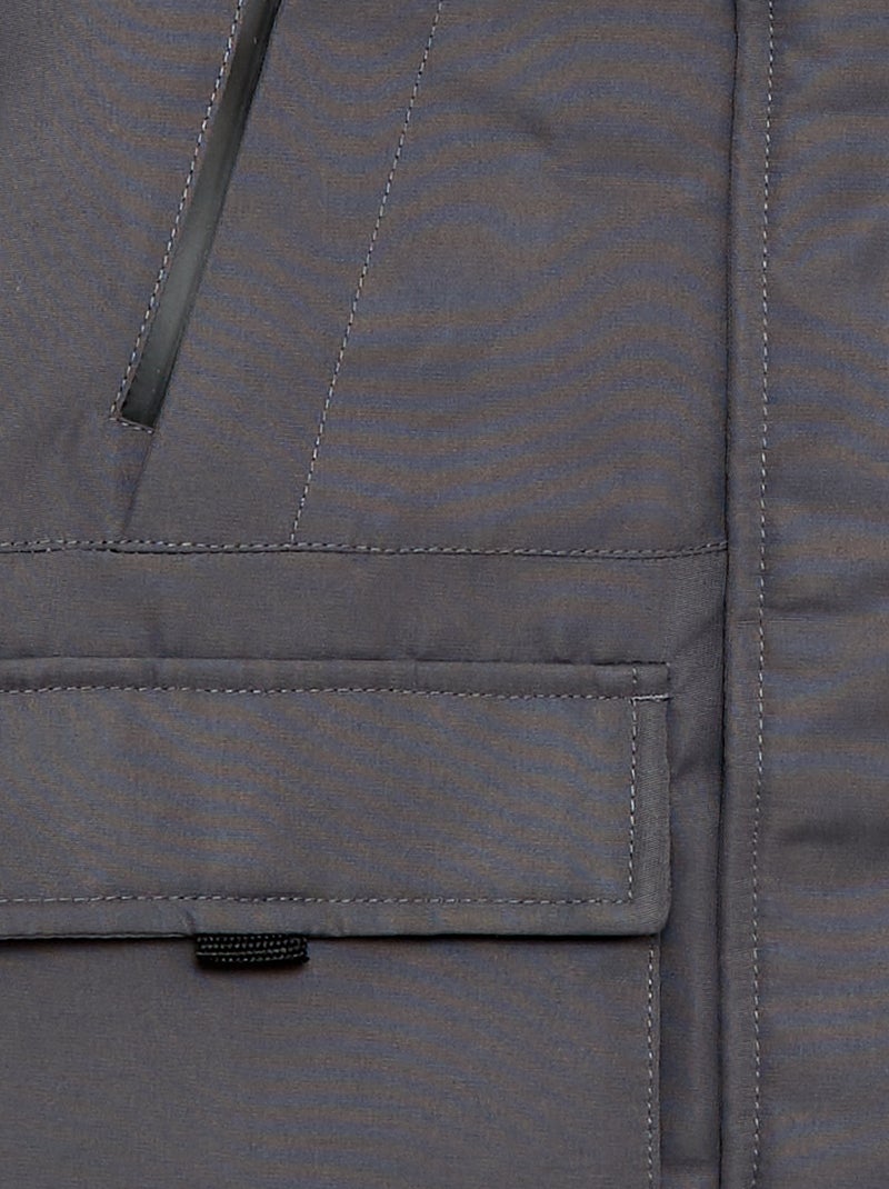 Parka com capuz repelente à água Cinza - Kiabi