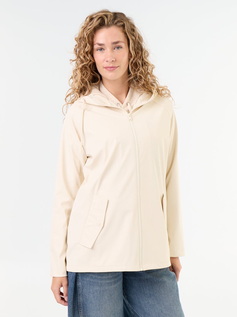Parka com capuz repelente de água Bege - Kiabi