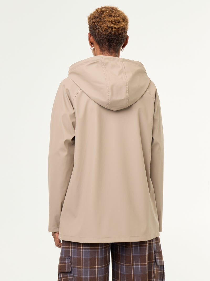 Parka com capuz repelente de água Bege - Kiabi