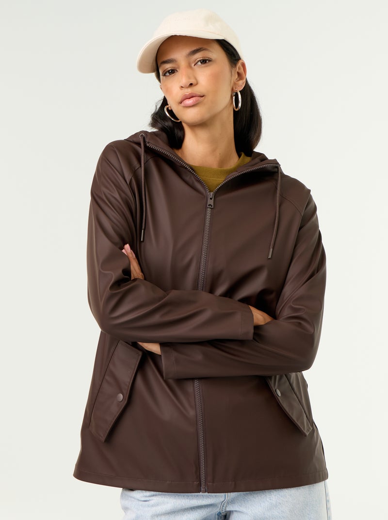 Parka com capuz repelente de água Castanho - Kiabi