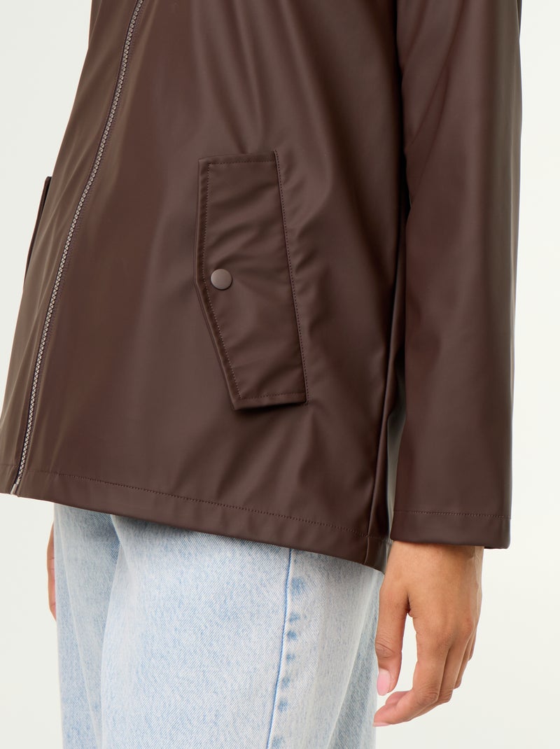 Parka com capuz repelente de água Castanho - Kiabi