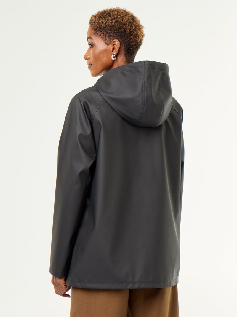 Parka com capuz repelente de água Preto - Kiabi