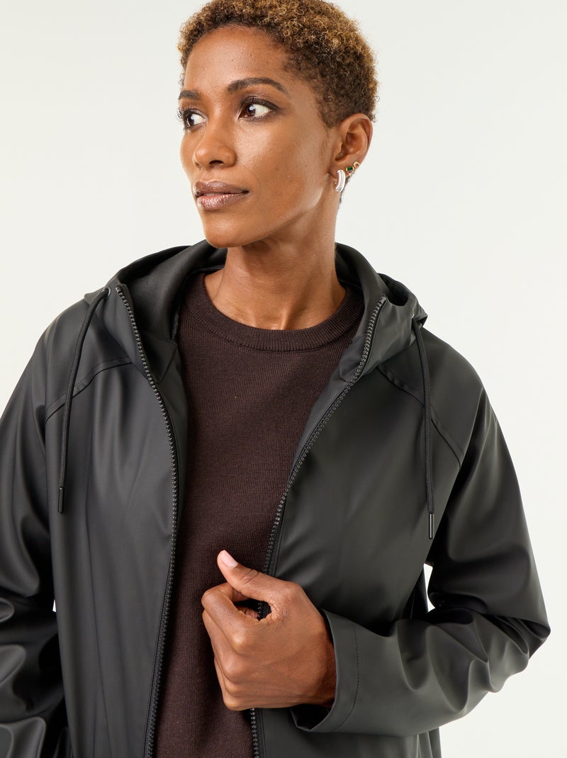 Parka com capuz repelente de água Preto - Kiabi